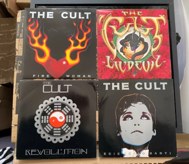 4 x The Cult 7" - Revolution, Fire Woman, Lil Devil, Edie (Ciao baby)