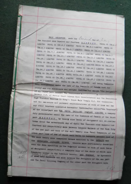 1914 NEW MEXICO - PECOL OIL CO & DRILLING CO rights to oil fields in Eddy County