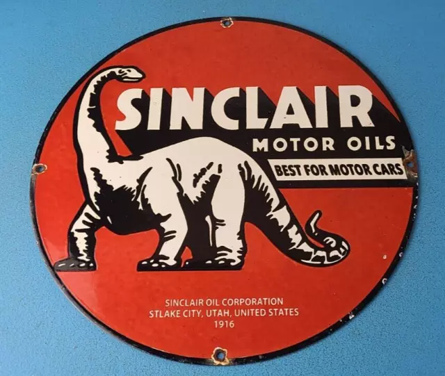 Vintage Sinclair Gasoline Sign - Motor Oils For Cars Gas Pump Porcelain Sign