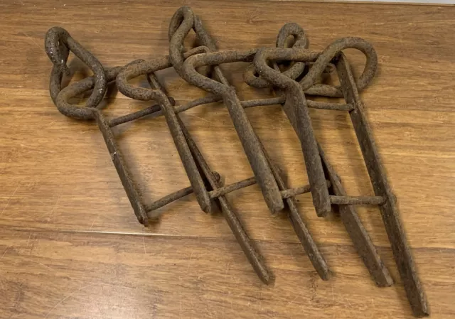 ANTIQUE BARN DOOR Hangers Vtg Cast Iron Metal Farmhouse Unusual Design Unique