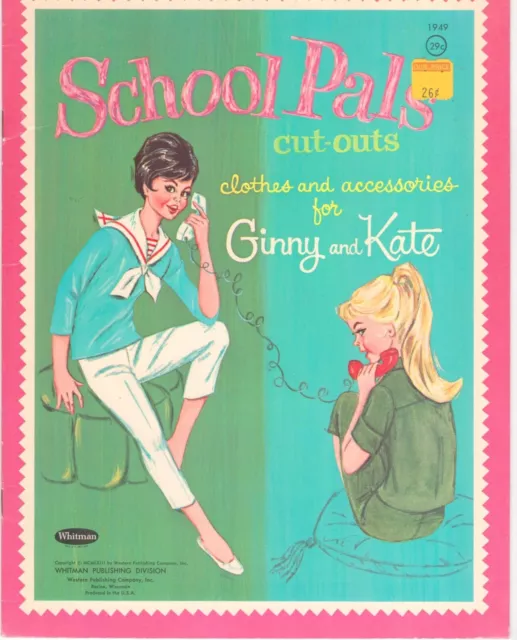 VINTGE 1960s SCHOOL PALS PAPER DOLL~CUTE LASER REPRODUCTION~Orig SIZE UNCUT LoPr