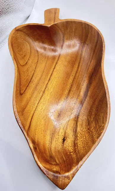 Monkey Pod Vintage Wooden Leaf Shape Dish Monkey Pod Wood Bowl