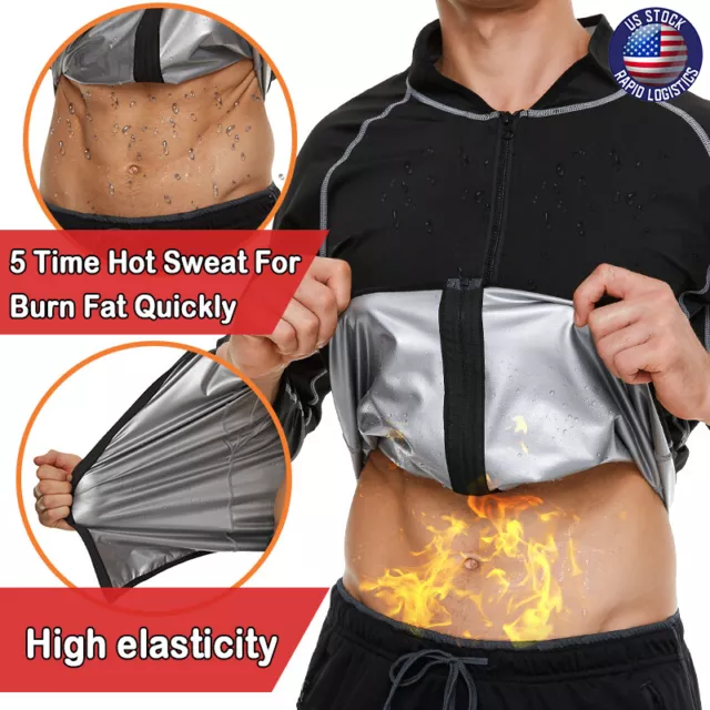 SAUNA SUIT FOR Mens Weight Loss Sweat Sauna Jacket Gym Boxing Exercise ...