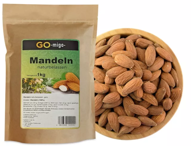 Kalifornische Mandeln naturbelassen Mandelnkerne braun 1000g - Top & Frisch