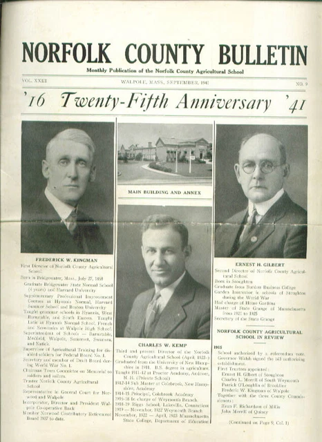 Norfolk County Agricultural School Bulletin 9/1941