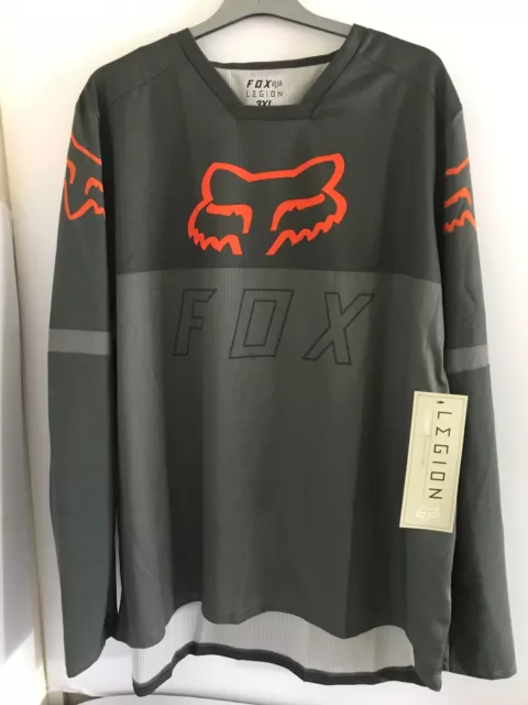 Fox Racing Legion LT Mens MX Offroad Jersey Pewter, grey/orange size 3Xlarge