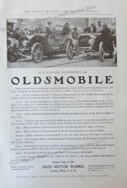 1906 Print Ad w Photo * Oldsmobile Olds Motor Works 10 Convincing Reasons To Buy