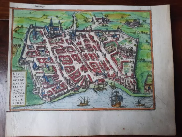 Carte de Bordeaux  - 1572  - civitatis burdegalensis (Hogenberg & Braun) -