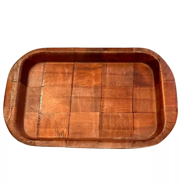 Weavewood Wood Serving Tray Mid Century Modern Vintage Woven