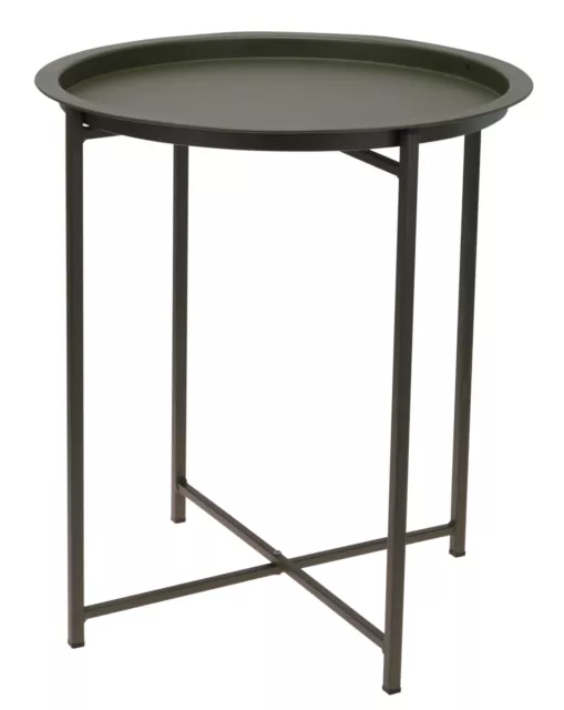 Metall Beistelltisch grün - Ø 41 cm - Couch Deko Tablett Blumen Tisch klappbar