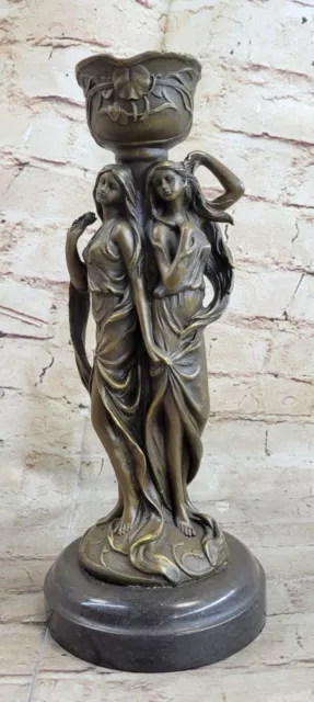 Art Nouveau~Kassin~Twin Maiden  Statue Figurine Bronze Sculpture Hand Made Gift