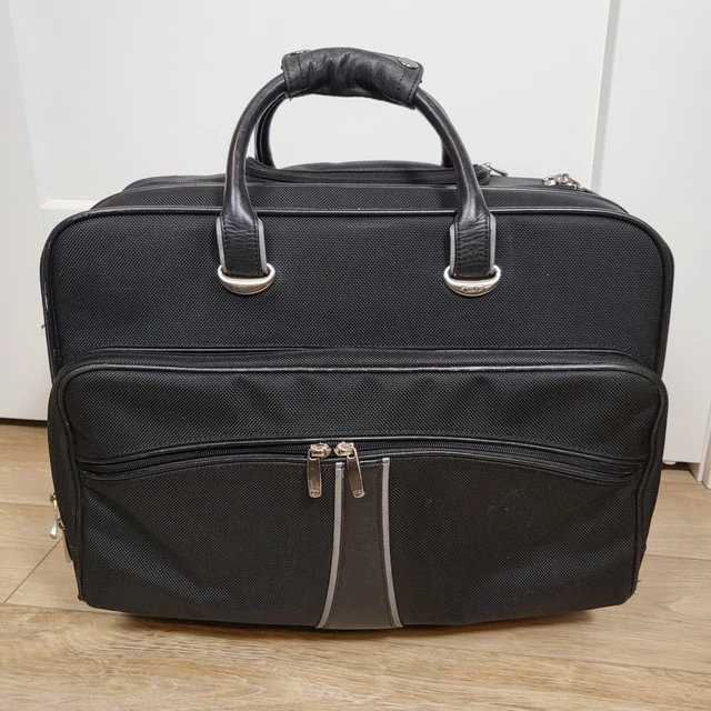 TUMI Expandable 2-Wheel Rolling Briefcase Travel Bag Black Blue *See Description