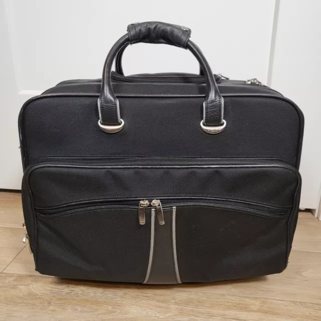 TUMI Expandable Wheeled Rolling Briefcase Travel Bag Black Blue *See Description