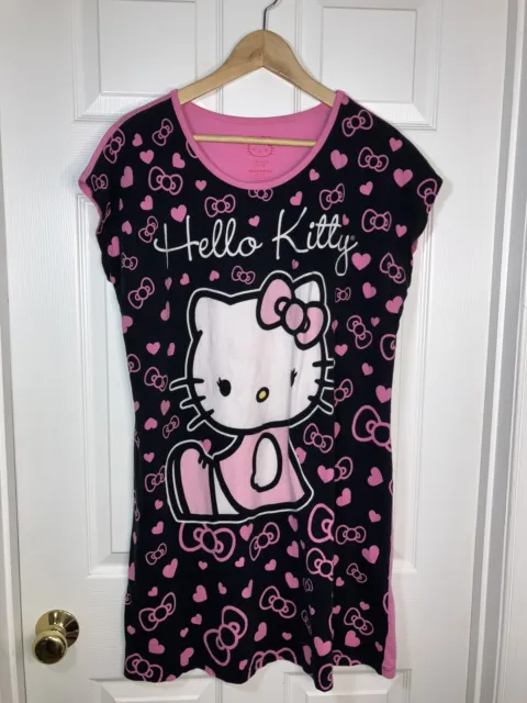 Hello Kitty Night Shirt Womens L XL Pink Black Pajama PJs Nightgown Graphic 14