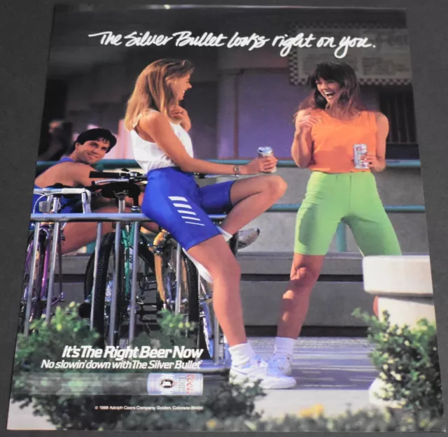 1988 Print Ad Sexy Coors Light Bike Riding Ladies Blonde Brunette Laugh Art Beer