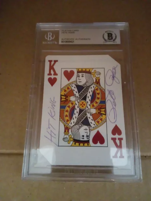 PETE ROSE HAND SIGNED AUTOGRAPH Beckett Authentic Casino Playing Card Hit King