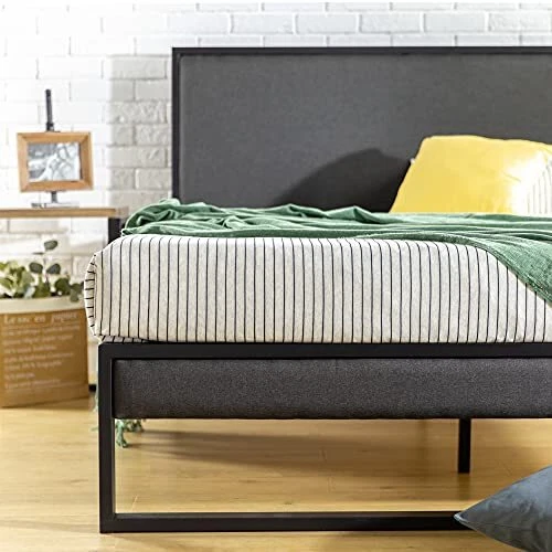 ZINUS CHRISTINA 36 cm Upholstered Platform Bed Frame with Headboard