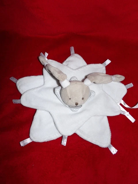 Doudou Plat Lapin Blanc Gris Celeste Doudou et Compagnie