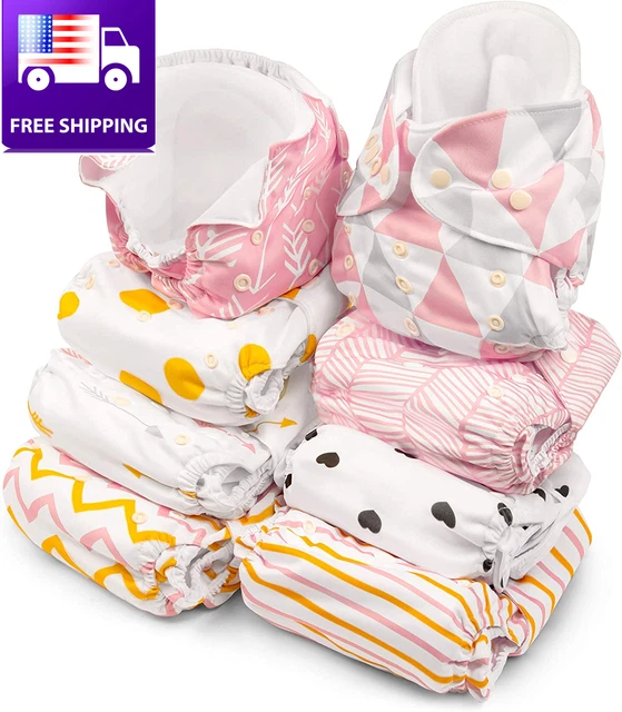 Adjustable Cloth Diapers for Boys and Girls – 8 Reusable Cloth Diapers for Babie
