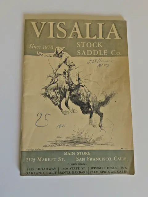 VTG 1940 Visalia Stock Saddle Co. 70th Anniversary Catalog Edward Borein Cover