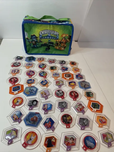 Disney Infinity Power Discs Lot Of 48 With Carrying Case