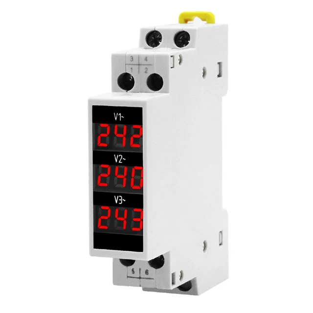 DIN RAIL MODULAR Voltage Meter with Double Card Buckle Design AC80500V ...