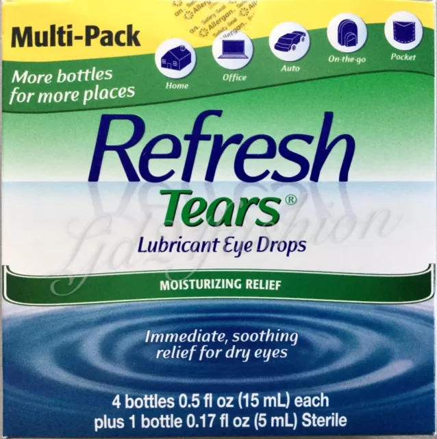 REFRESH TEARS LUBRICANT Eye Drops MultiPack 4 Plus 1 Bonus Bottle. Exp