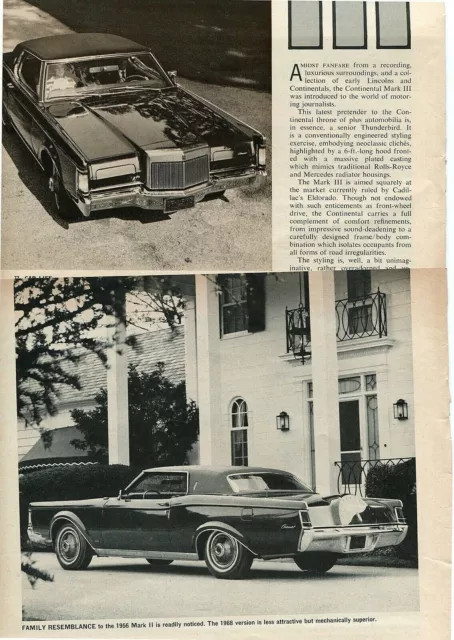 1968 Lincoln Continental Mark Iii 4 Pg Road Test Article