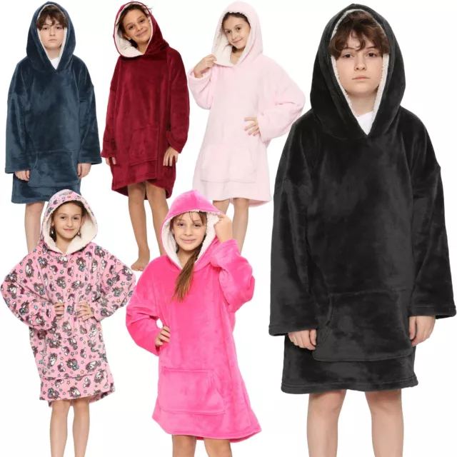 Kids Girls Boys Oversized Hoodie Snuggle Blanket Super Soft Warm Fleece