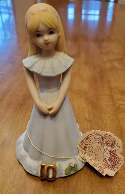 ENESCO Growing Up Birthday Girls Blonde Age 10 Bisque Porcelain EUC  Free Ship