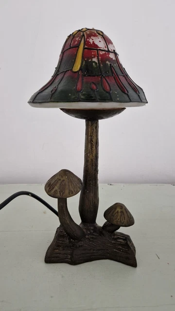 Vintage 90s Glass Mushroom Lamp Art Nouveau Tiffany Style -unique item Vintage 90s Glass Mushroom Lamp Art Nouveau Tiffany Style -unique item