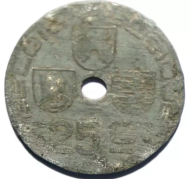 Leopold III Belgien Belgien 25-Cent-Münze datiert 1943 Sammlermünze 3