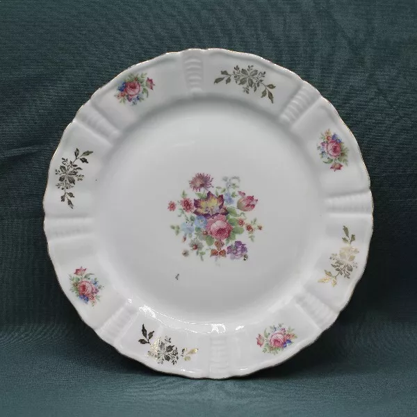 Assiette en porcelaine de Limoges - Décor floral - Année 40