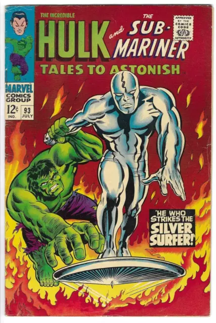 TALES TO ASTONISH #93 F/VF 7.0 KEY ISSUE 1st Surfer X-Over! Classic Kirby Cover