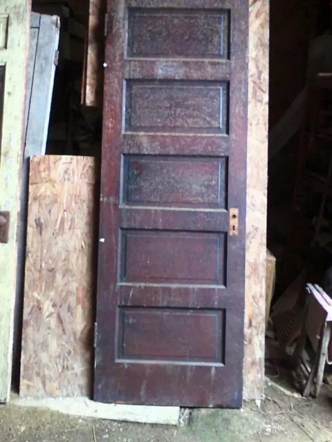 Antique vintage door all wood...5 raised panels..30x98 approx size