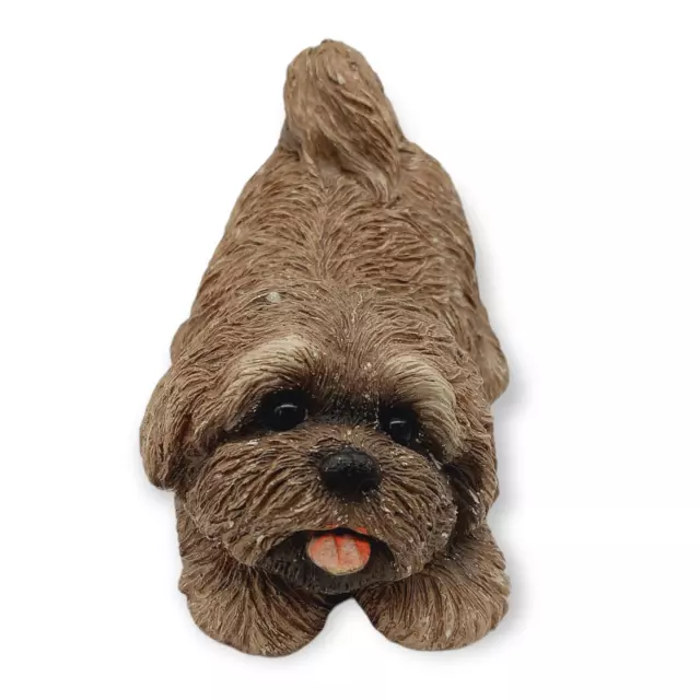 Sandicast Dog Figurine Lhasa Apso Sandra Brue Tan Brown Long-Haired