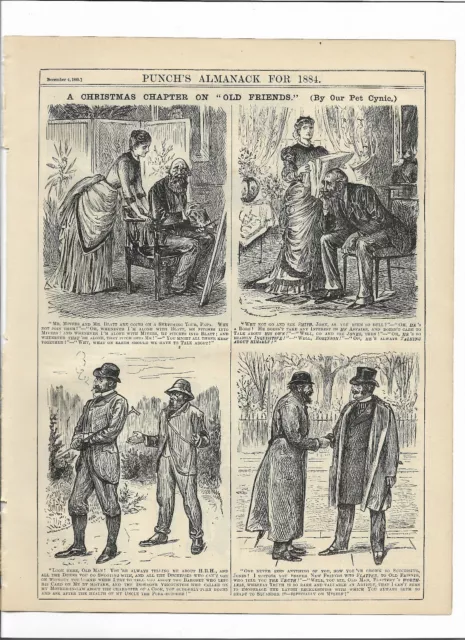 1883 Punch Cartoon 1884 Almanac Christmas Chapter on Old Friends