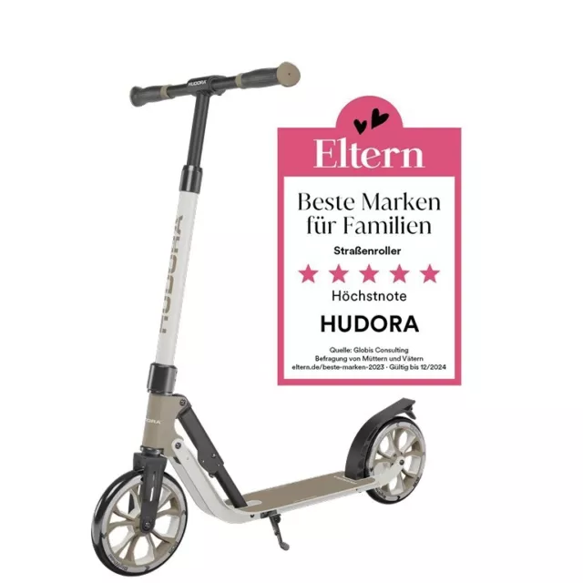 HUDORA BigWheel® 205 Advanced ivory inklusive Kabelschlosscity roller cityroller