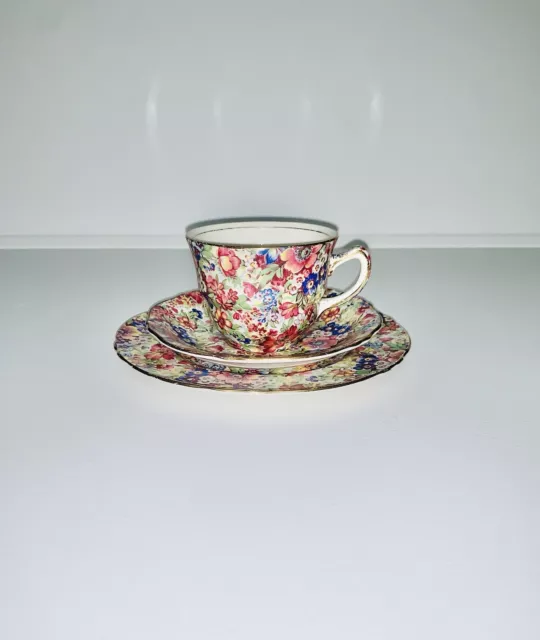 Royal Winton, Grimwades - Chintz Sunshine tea trio. Made In England