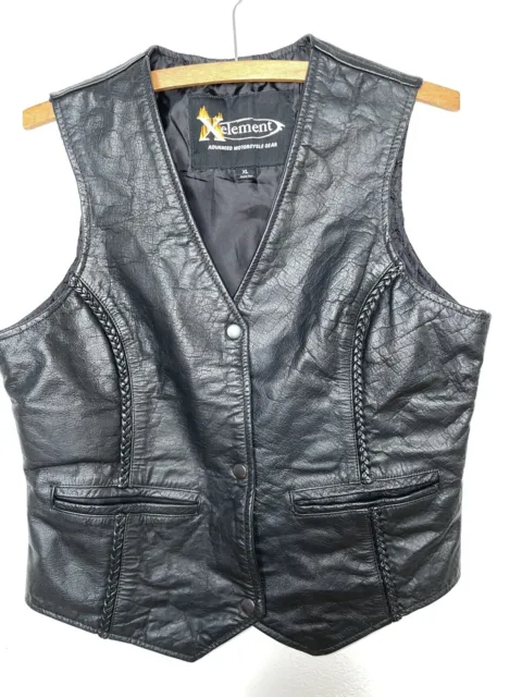 xelement leather motorcycle vest black Xl