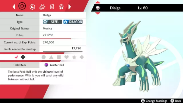 Pokemon Sword and Shield Dialga 6IV-EV Trained