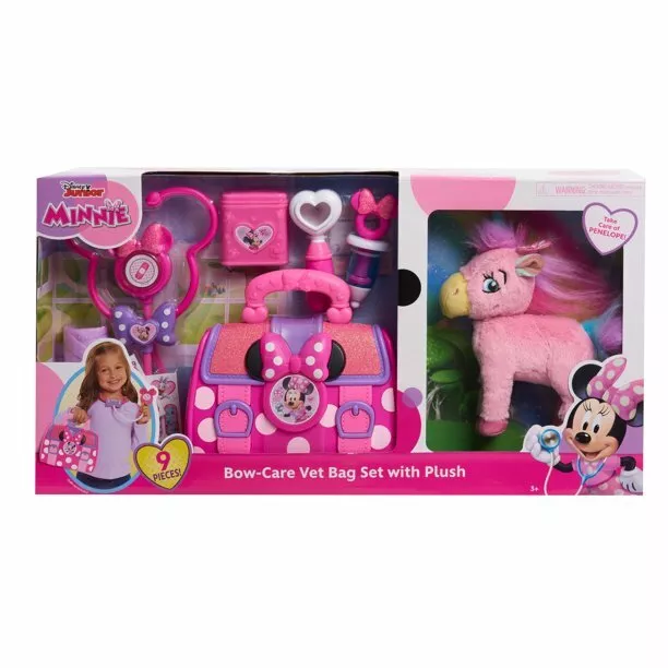 Disney Junior’s Minnie Mouse Bow-Care Vet Bag Set with Plush Just Play NEW