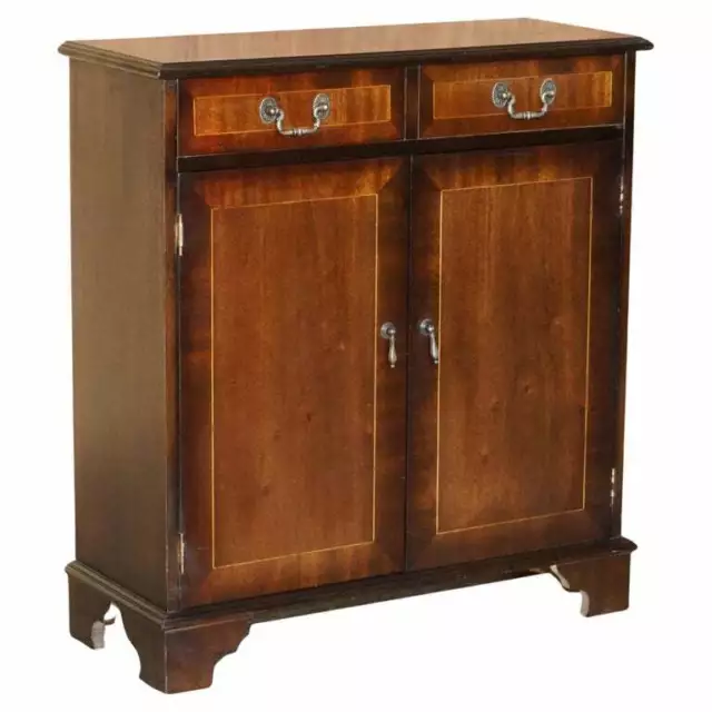 Luxury Mahogany Vintage Two Drawer Dwarf Library Bookcase Sideboard Drawers