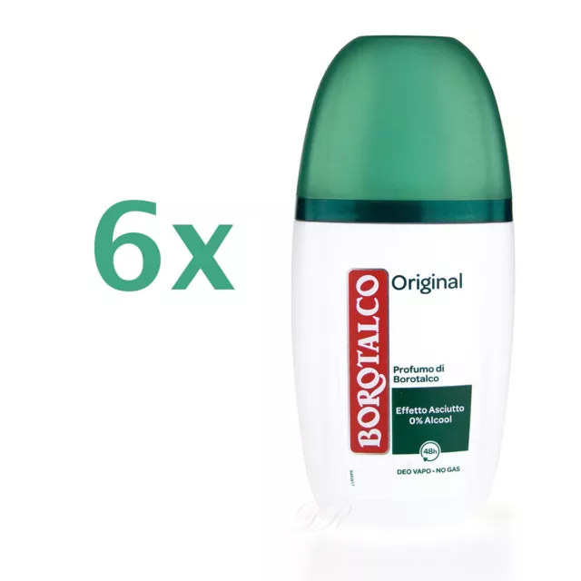 6x BOROTALCO ROBERTS Original Fresh deo deodorant NO GAS vapo 75ml ohne Alkohol