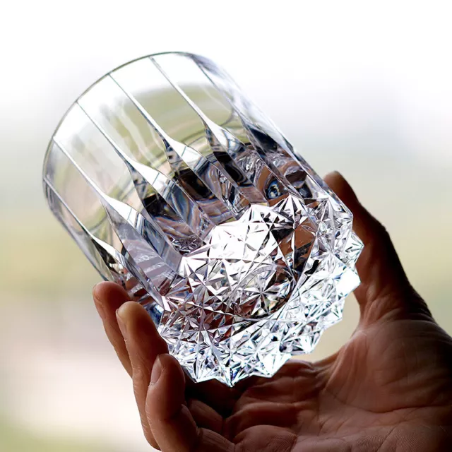 Lead-free Crystal Whiskey Glasses Tumbler Drinkware Hand-cut Star Base 8oz 1PC 2