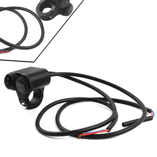 7/8'' 22mm 12V Motorcycle Handlebar Headlight Black Dual Button On Off Switch