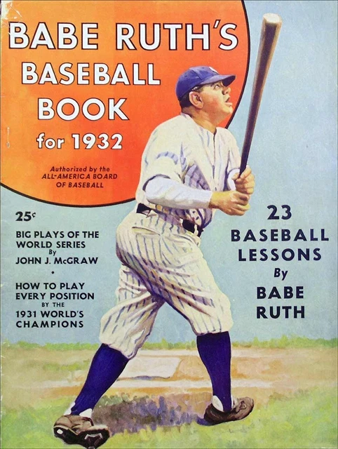 (12) Babe Ruth's Baseball Book For 1932 16" Heavy Duty Usa Metal Advertise Sign