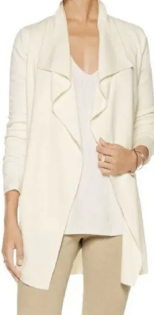 Theory Ivory Trincy Evian Open Front Draped Wool Blend Cardigan Sweater P TP-XS