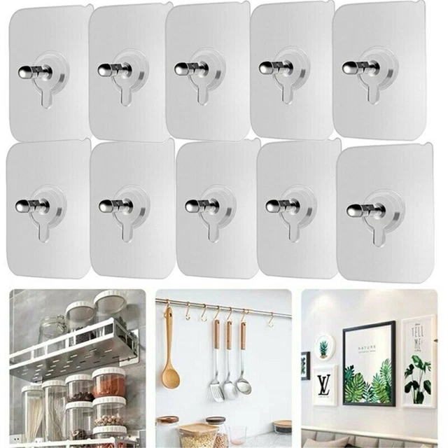 10pcs Punch-Free Non-Marking Screw Sticker Wall Hook Hanger Invisible Traceless