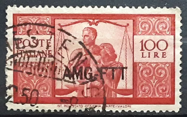 Italy Trieste Stamp 1949-50 100 Lire United Family and Scales Scott # 69 Used